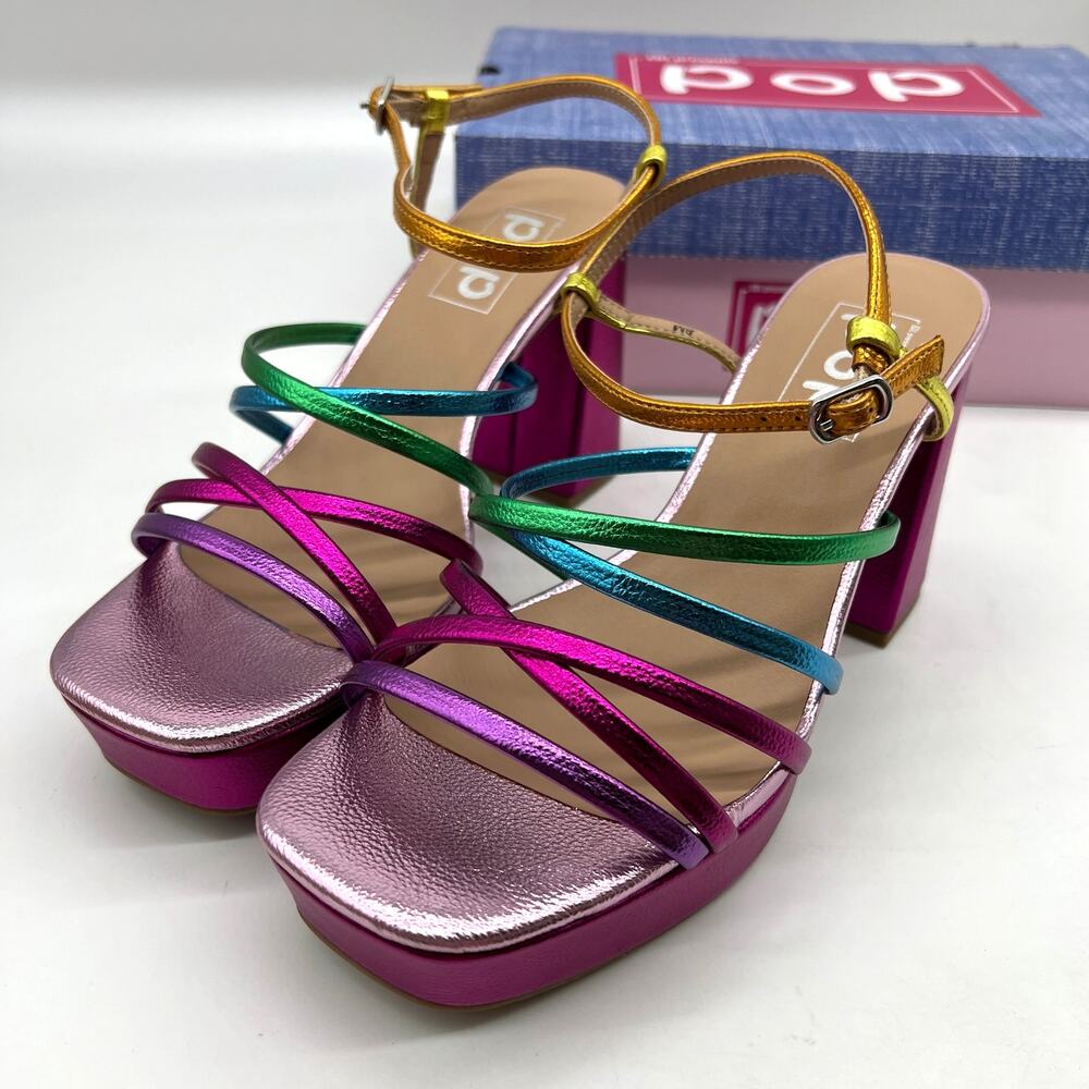 Pop Metallic Rainbow Strappy Heels